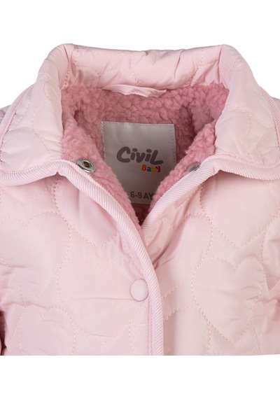 Civil Baby Kalp Desen Yakalı 6-18 Ay Mont - Pembe Pudra Pembesi