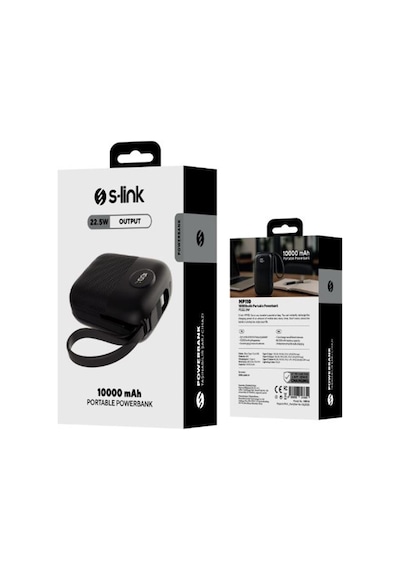 S-link Mp110 10000mah Pd22.5w Type-c+lightning Kablolu Siyah Pil Şarj Cihazı Powerbank Siyah
