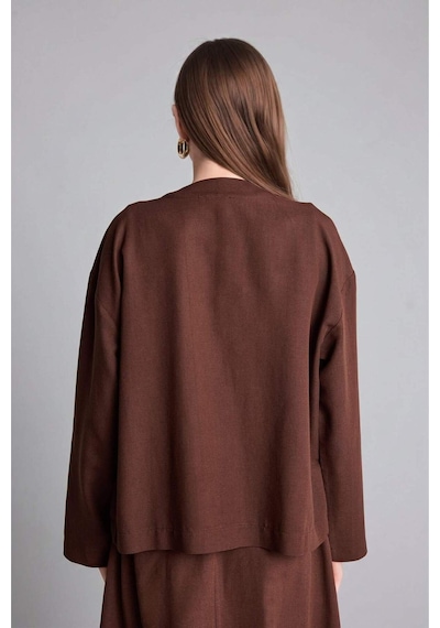 Defacto Regular Fıt Keten Karışımlı Kahverengi Kimono I1780ax26hsbn330 Kahve-bn330