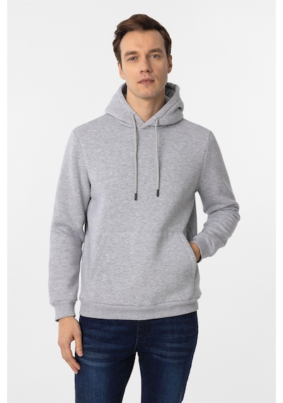 Süvari Gri Regular Düz Kapüşonlu Yaka Sweatshirt Gri