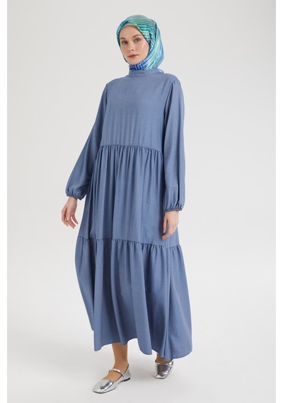 Armine Trend Kolları Lastikli Günlük Elbise-indigo 25yt953 İndigo