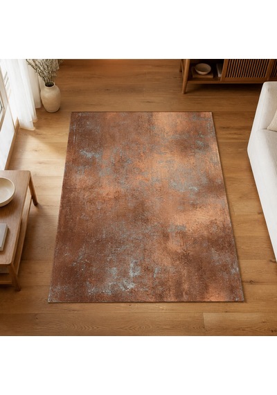Kartela Halı Grunge Halı Kaymaz Taban Makinede Yıkanabilir Halı Bakır - 80 X 120 Cm