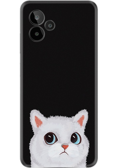 General Mobile Gm 24 Pro Kılıf Resimli Desenli Silikon Platinium Series White Cat 1835