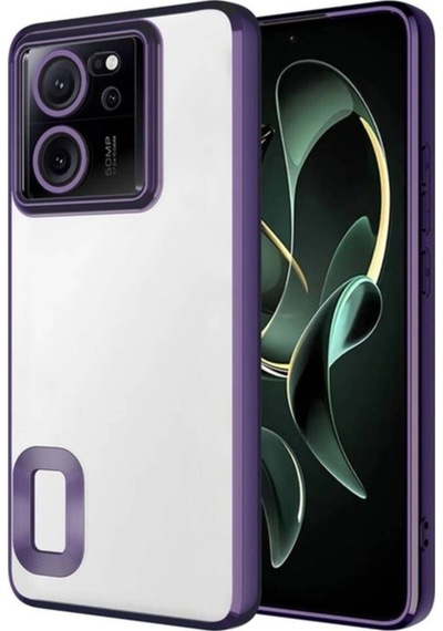 Xiaomi Mi 13t Pro Kılıf Kamera Korumalı Logo Gösteren Zore Omega Kapak Derin Mor