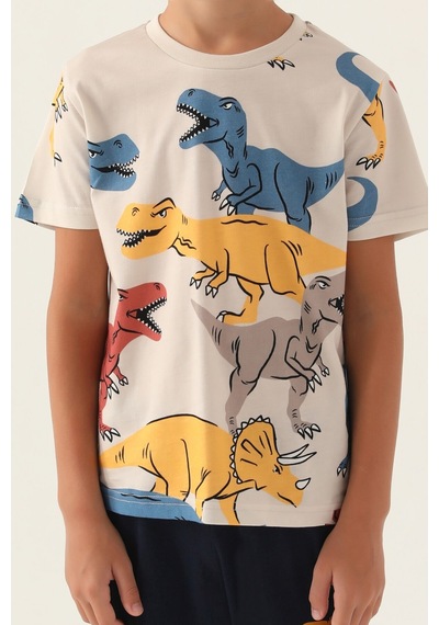 Rolypoly Dinosaur Krem Erkek Çocuk Pijama Takımı 5274-42955 Krem