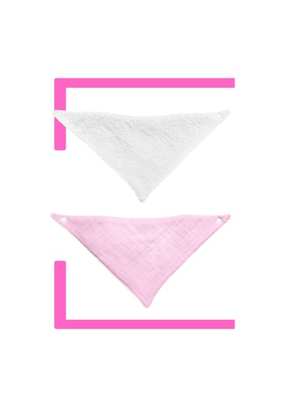 Bebek Ağız Bezi Salya Önlüğü Fular Çok Amaç 2'li P-byz Pembe - Beyaz