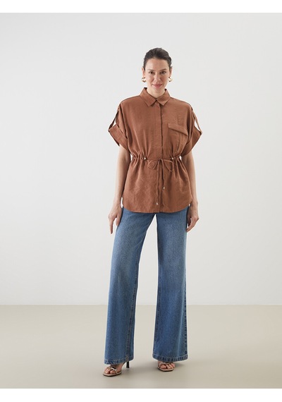 Lcwaıkıkı Classic Turuncu Oversize Modal Karışımlı Kadın Gömlek