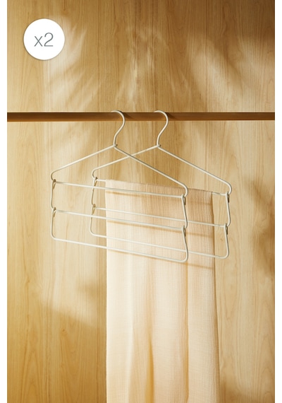 Ocean Home Textile 2'li 3 Katlı Ekru Renk Kumaş Kaplı Metal Giysi Askısı 42 X 41 X 0.5 Cm Ekru