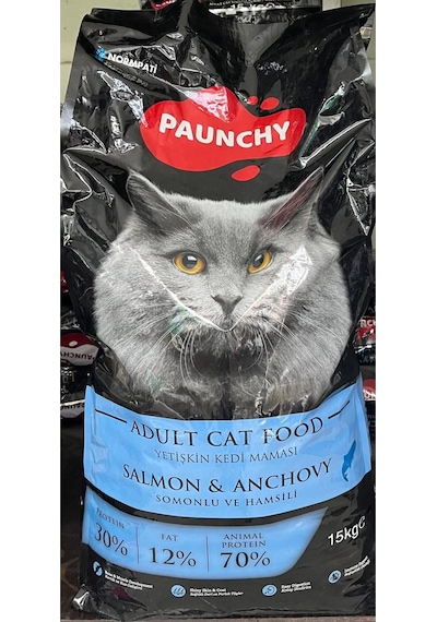 Paunchy Somonlu ve Hamsili Yetişkin Kedi Maması 15 KG