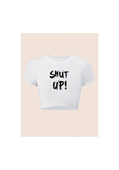 Nevermınd Kadın Crop Baby Tee Shut Up Baskılı Dar Kesim %100 Pamuk Y2k Streetwear Tişört Beyaz Beyaz Nevermınd Kadın Crop Baby Tee Shut Up Baskılı Dar Kesim %100 Pamuk Y2k Streetwear Tişört Beyaz Beyaz