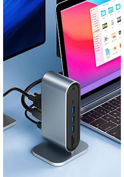 Profesyonel Hub 12in1 4k Hdmı Vga Usb 3.0 Rj45 100mbps Sd Kart Okuyucu 3.5mm Ses 100w Hızlı Şarj