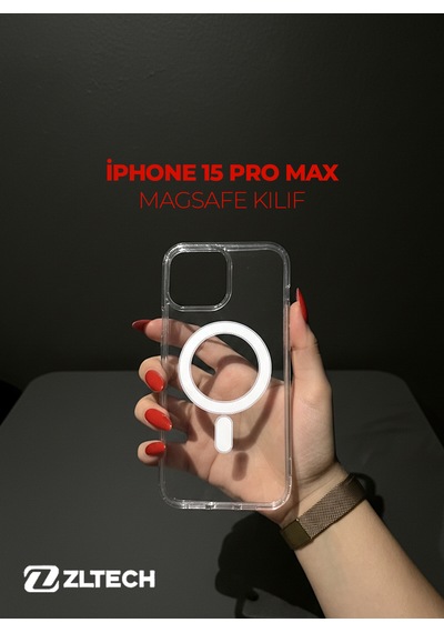 Apple iPhone 15 Pro Max Uyumlu Magsafe Özellikli Sert Şeffaf Kılıf Plastıc Cover Şeffaf