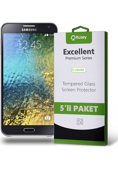 Samsung Galaxy E7 ile Uyumlu Temperli Ekran Koruyucu Kırılmaz Cam Ekonomik 5'li Paket