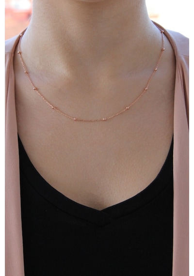 Kadın Gümüş Toplu Rose Zincir Kolye N116801 Rose Gold