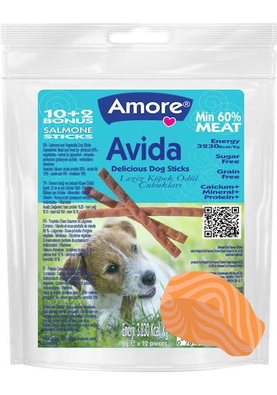 Avida Salmon Köpek Ödül Sticks 12 x 5 G + Dog Brew Biotin Taurin Malt İçecek 200 ML