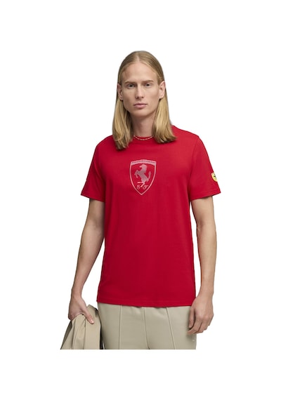 Puma Ferrari Tonal Shield Erkek Kırmızı Günlük Stil T-shirt 63531102 Kırmızı