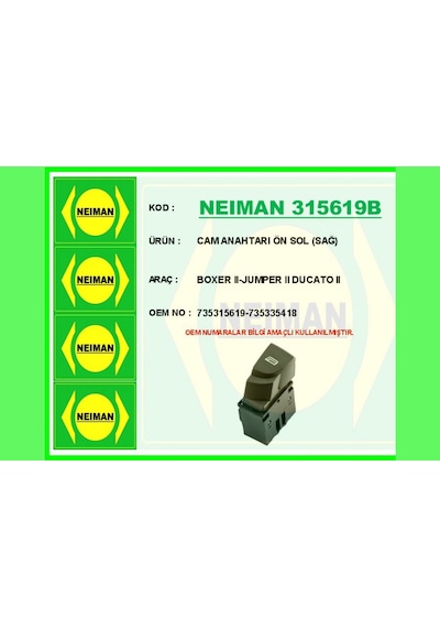Cam - 728 - Anahtarı Ön Sol Sağ Boxer Iı-jumper Iı - Csmo-tex - Ducato Iı