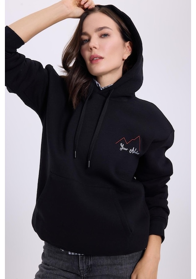 Tudors Kadın Oversize Geniş Kesim Pamuklu Yumuşak Dokulu İçi Polarlı Baskılı Siyah Kapüşonlu Sweatshirt-41535 SiYAH Tudors Kadın Oversize Geniş Kesim Pamuklu Yumuşak Dokulu İçi Polarlı Baskılı Siyah Kapüşonlu Sweatshirt-41535 SiYAH