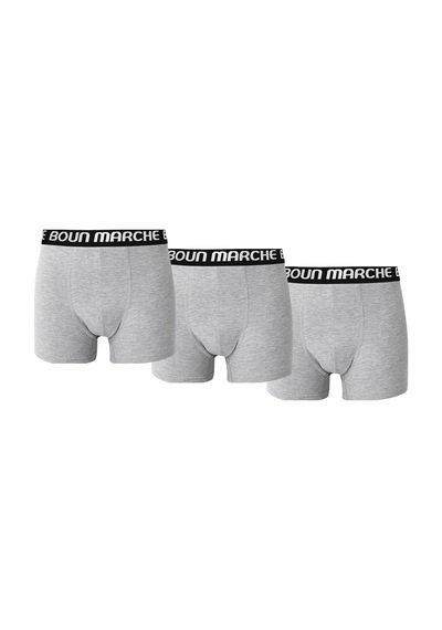 Boun Marche Erkek Boxer Likralı Premıum 3'lü Kutu Cronix Gri