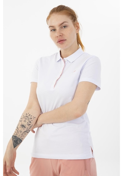 Maraton Sportswear Regular Kadın Polo Yaka Kısa Kol Basic Beyaz T-Shirt 19020-Beyaz