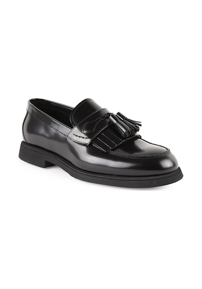 Libero L5919 Hakiki Açma Deri Erkek Loafer Ayakkabı - Püsküllü Klasik Model Siyah