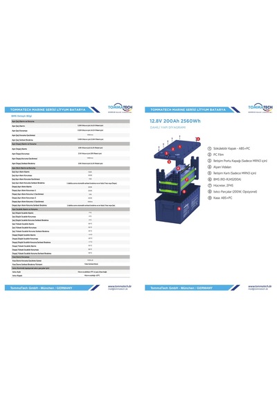 Tommatech Marine Abs Kasa 12.8v 200ah Lfp Lityum Batarya