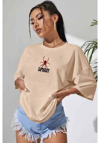 Unisex Spirit Tasarım Tshirt Bej