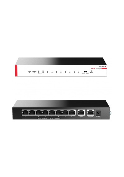 H3C Magic BS210T-P 10 Port GigaBit 10 Port PoE 57 W 2 Port GigaBit Uplink Metal Kasa Yönetilemez Masaüstü Switch
