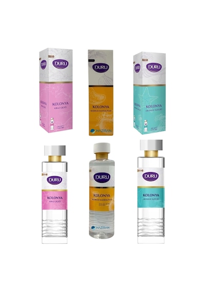 200 Ml Cam Şişe Kolonya 3'lü Set, Bodrum Mandalinası, Kiraz Çiçeği, Okyanus Tazeliği