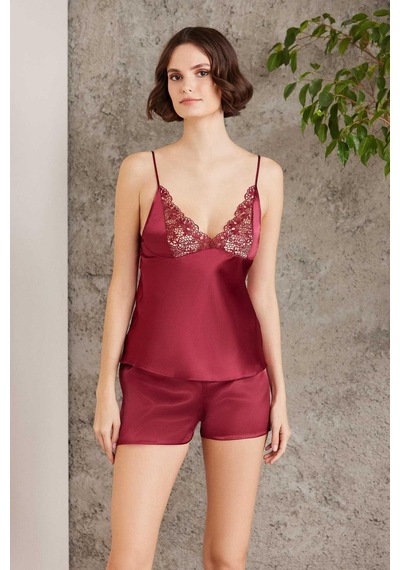Pierre Cardin 6005 Kadın Bordo Gelin Set 6'lı Saten Takım Bordo
