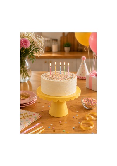 Pasta Standı 21 Cm Cupcake Standı - Dekoratif Sunum Standı Kurabiye Tatlı Sarı