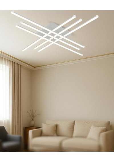 Tt070-by-3rn Tt Ayd. 3 Renk Işık 6 Lı Çubuk Mat Beyaz Led Avize