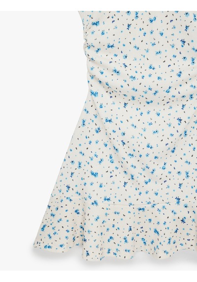 Koton Kolsuz Drapeli Bisiklet Yaka Slim Fit Çiçekli Kloş Mini Elbise Mavi Desenli 6sal80179ık Koton Kolsuz Drapeli Bisiklet Yaka Slim Fit Çiçekli Kloş Mini Elbise Mavi Desenli 6sal80179ık