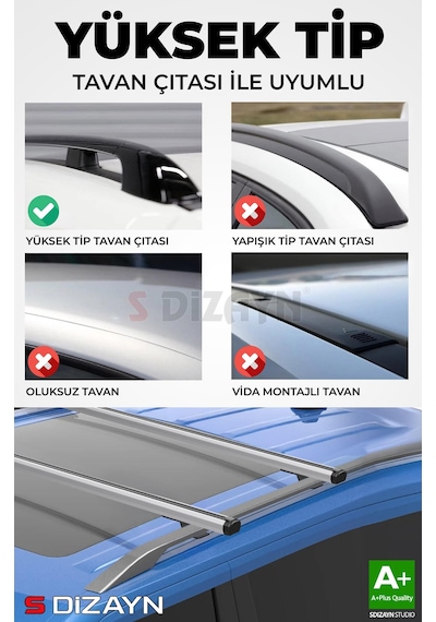 S-dizayn Ford Courier S-bar Cargo V1 Ara Atkı Tavan Taşıyıcı Barı Gri 130 Cm 2014-2023 A+ Kalite