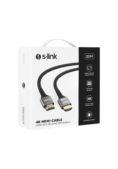 S-lınk Slx-hd4k20, 4k Uhd, Hdmı V2.0, 20mt. 30hz. Metal Uçlu, Kablo