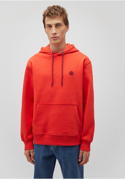 Mavi - Mavi Logo Nakışlı Kapüşonlu Kırmızı Sweatshirt 065809-70481 Kırmızı