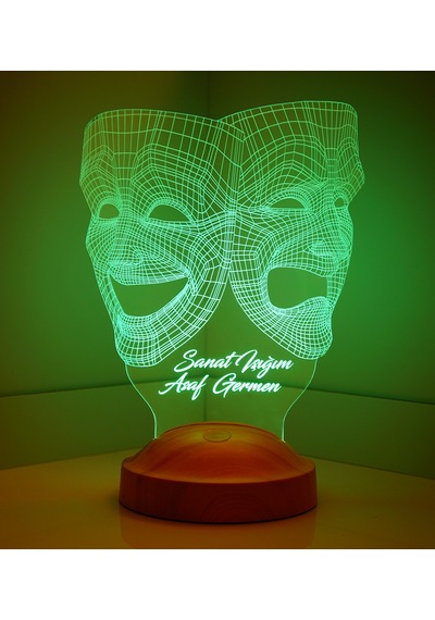 3D Led Lamba 3 Boyutlu Maske Kişiye Özel Hediye Gecelambası