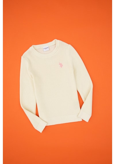 U.S. Polo Assn. Kız Çocuk Krem Bisiklet Yaka Basic Kazak 50316842-VR256
