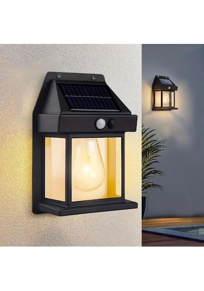Solar Rustik Ampullü Duvar Lambası - Gün Işığı Çok Renkli