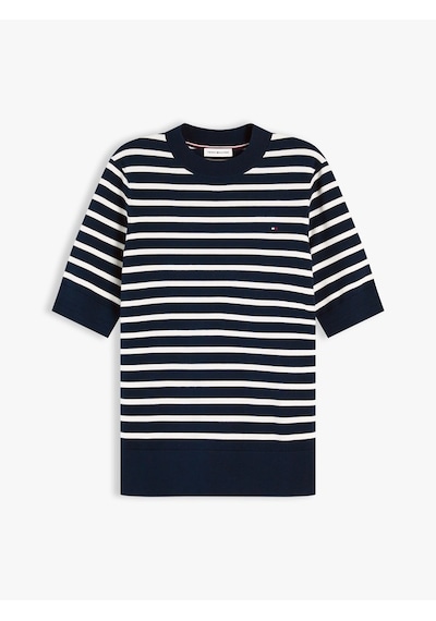 Tommy Hilfiger Cotton Jersey Fıne C-nk Ss Swt Kadın Mavi Kazak - Ww0ww49705