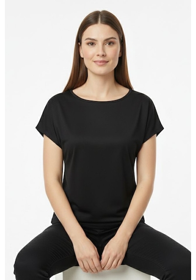 Fit Women Kayık Yaka Yarasa Kollu Bluz 4452 Siyah