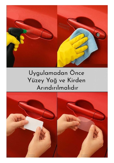 Araba Kapı Kolu Içi Koruyucu Sticker - Ppf Film Sticker - 4 Parça - Alman Malı - Şeffaf Boya Çizik Önleyici - Tırnak Koruma Sticker - 00358 Standart