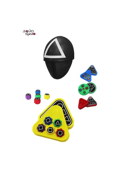 Squid Game Üçgen Maske + Kutulu Squid Game Gonggi Squid Game 5 Taş Oyuncak Beştaş
