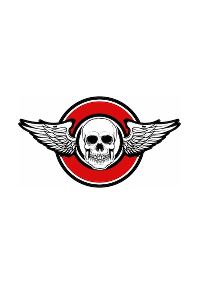 Kanatlı Kurukafa Sticker Etiket 00036