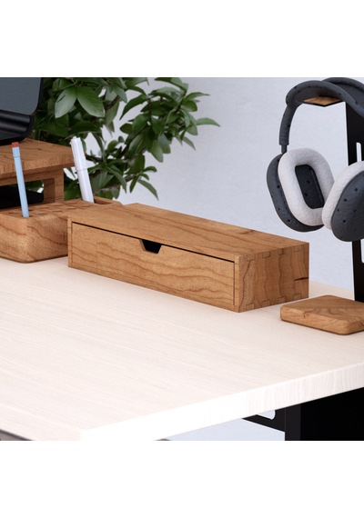 Desna Tek Katlı Tek Çekmeceli Dolap - Kiraz 34 Cm Uzunluk X 12.1 Cm Derinlik X 7.2 Cm Woodsaka Doğal Ahşap