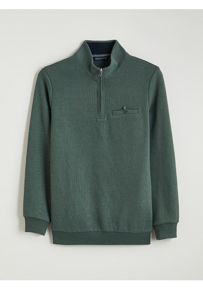 LC Waikiki Lc Waıkıkı Yeşil Fermuarlı Dik Yaka Erkek Sweatshirt
