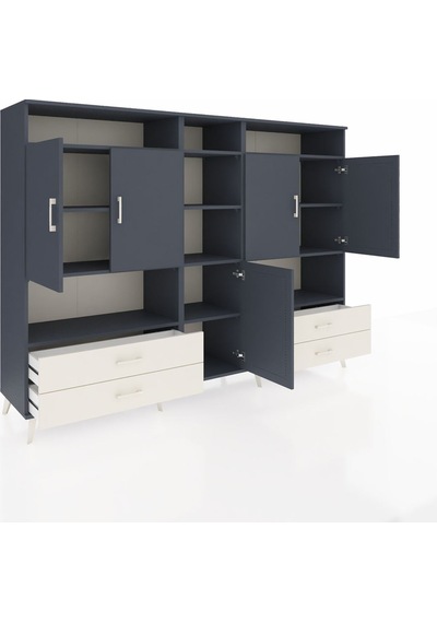Hyperion Dolap 12 Raflı 4 Çekmeceli 5 Kapaklı 220x44x163 Antrasit Antrasit-antrasit/aytaşı