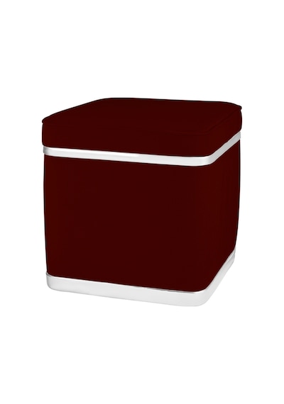 Zengo Silver Twin Line Kare Puf -bordo Kumaş, Dekoratif Makyaj Masası Pufu-modern Style