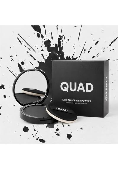 Quad Unisex Siyah Saç & Sakal Toz Kapatıcı Dolgunlaştırıcı Pudra