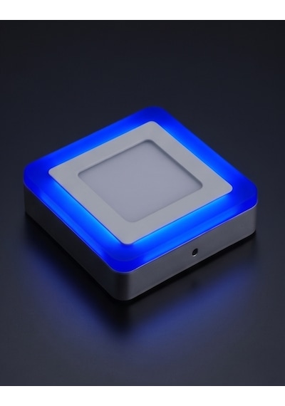 Kare Sıva Üstü Led Spot Armatür 9 Watt Çift Renk Üç Kademe Mavi Günışığı Gece Lambası